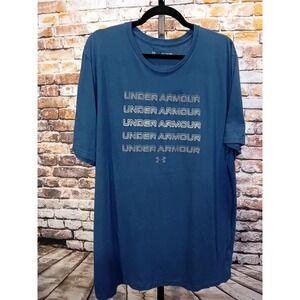 Under Armour Mens T-Shirt Blue 2XL Loose Fit Activewear Sports